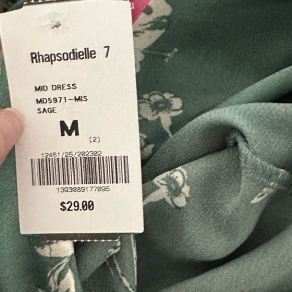 Floral Green Satin Dress - Picture 5 of 5